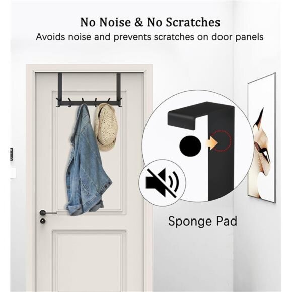 Heavy Duty Over Door Hook Rack 12 Hooks Coat Robe Hat Towel Organizer Matte Blac - Picture 4 of 7